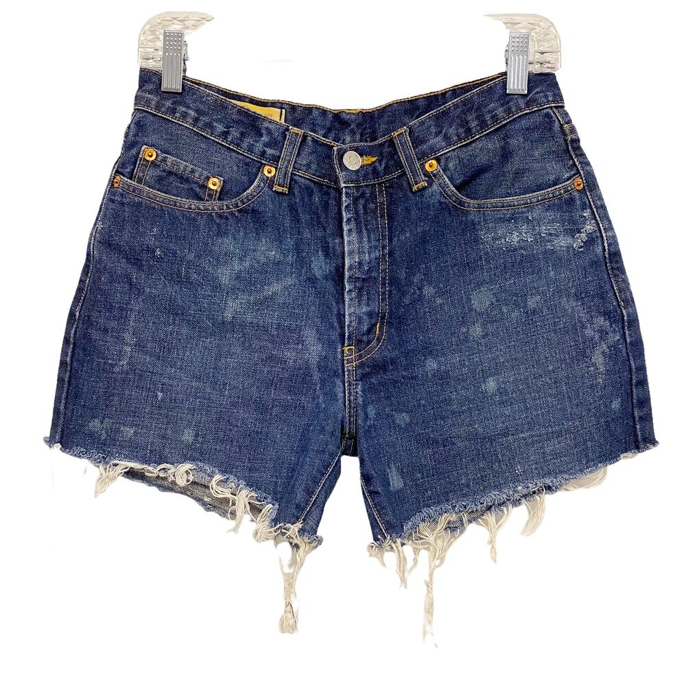 Red Engine Womens Size 29 Blue Denim Cross Pocket Distressed Shorts